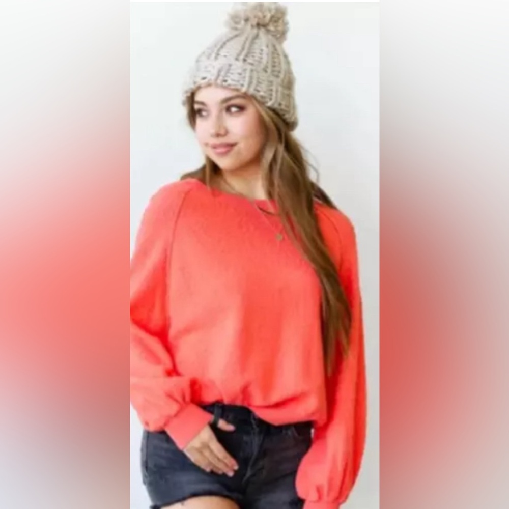 Free People Found My Friend Boucle Pullover Cactus Bloom Pullover Size S - Picture 3 of 12